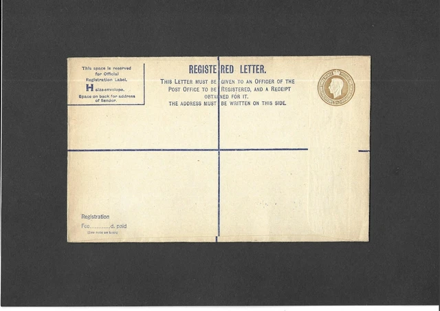 GB Postal Stationery 1945 KGVI 51/2d brown Registered Envelope size H H&B RP59