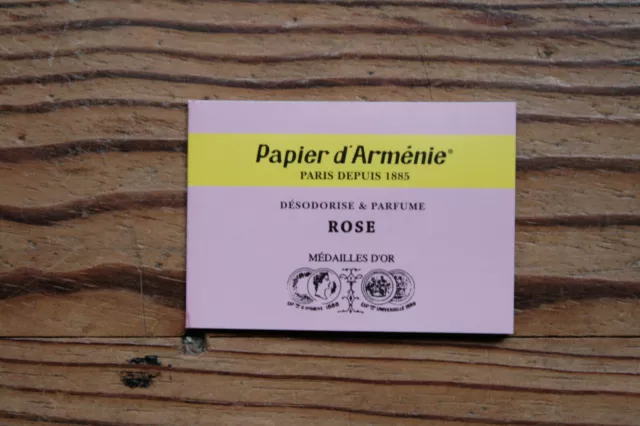 Véritable Papier d'Arménie désodorisant naturel, carnet triple "La Rose"