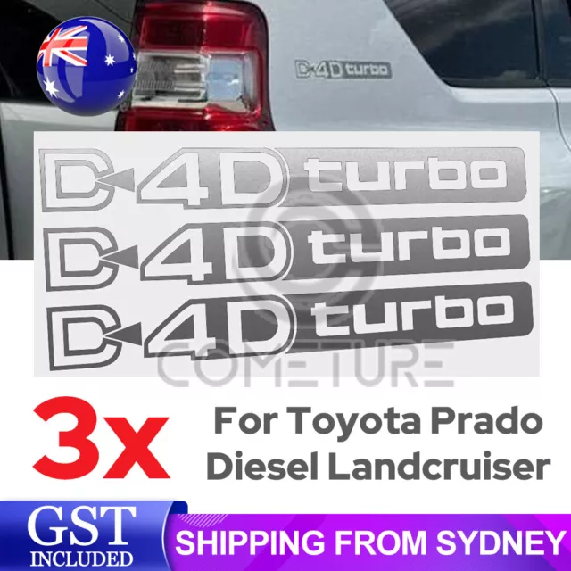 D4D Turbo Silver Decal For Toyota Prado Diesel Landcruiser Set Of 3 4x4 4WD