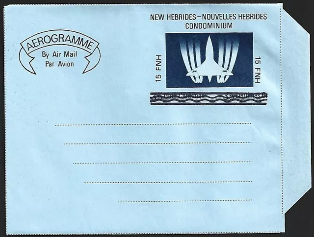 New Hebrides 1977 15fnh on 35c Airplane local (small) surcharge aerogramme mint