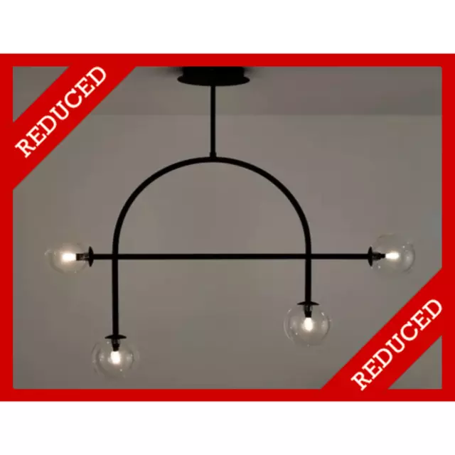 NEW La Redoute Macha Metal Glass Chandelier Black Designer Ceiling Light RRP£210