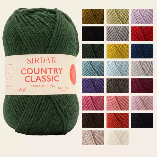 Sirdar Country Classic DK 50g Yarn , Wool Acrylic Merino Knitting Crochet