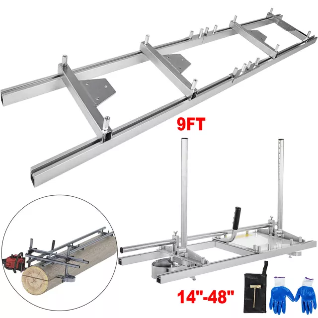 Chainsaw Mill 48" Chain Saw Mill Aluminum Steel Planking Lumber 9ft Mill Guide