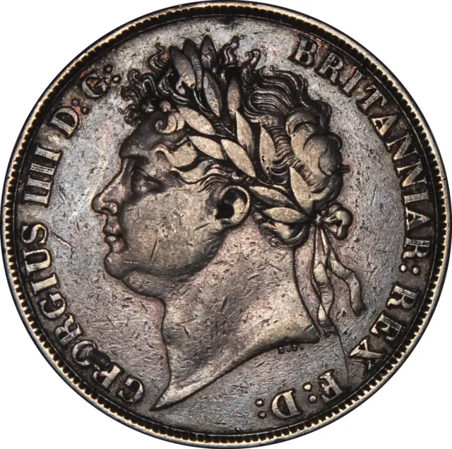 1821 George IV Crown Coin - VF - SPINK # 3805 Silver Ag .925 IIII SECUNDO.