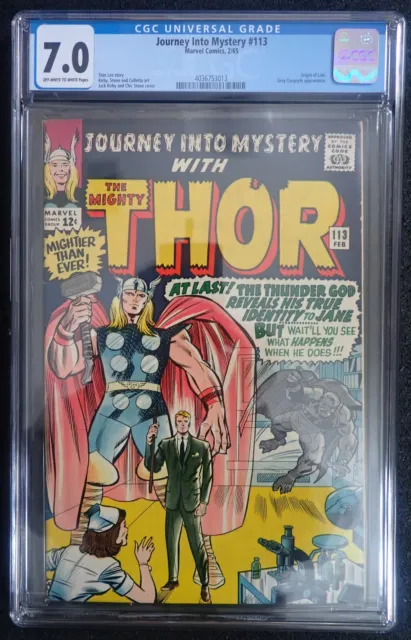 Journey Into Mystery #113 ⚡ CGC 7.0 OW/WH ⚡ Origin of Loki 1965 Thor