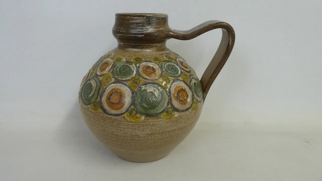 Denby - Stonewear Circles - Brown With Orange/Green/Yellow Circles - Pitcher/Jug