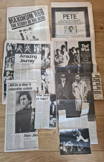 The Who & Pete Townsed Music Newspaper Articles Cuttings Clippings 1970/80s