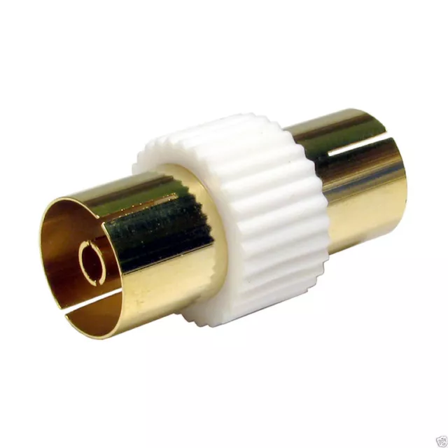 TV Freeview RF Aerial Cable Joiner Female to Female Coupler GOLD [005937]