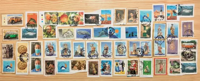 Malta Used Stamps 15 grams of kiloware on paper - 1 used set included