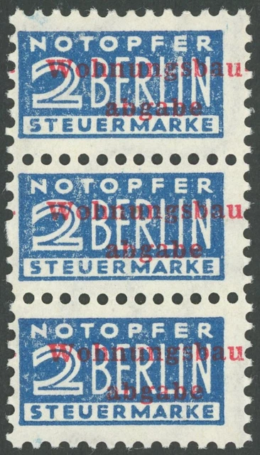 ZWANGSZUSCHLAGSMARKEN 1949, 2 Pf. blau, gez. L K 12-121/4, Wz. 3X, im