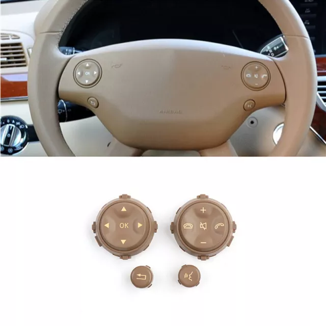 4pcs beige Lenkradschalter-Knopf-Verkleidung für Mercedes Benz S W221 CL W216