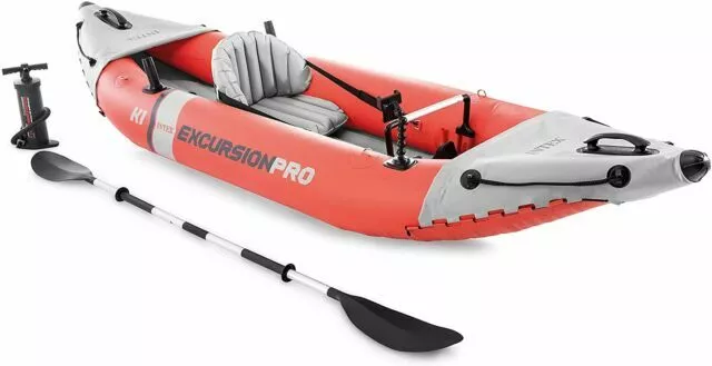 Intex Excursion PRO K1 Kayak 1 Person Inflatable Canoe Boat Pump Oars Fishing