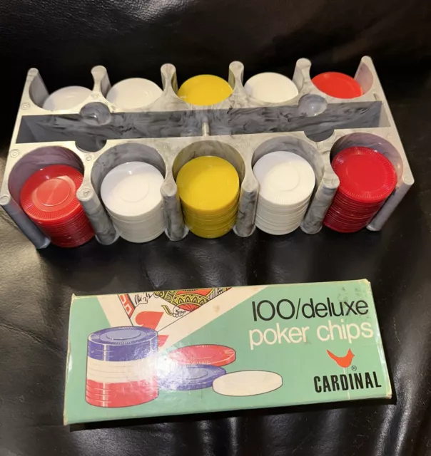 Vintage Poker Chip Holder Caddy Bakelite? And Extra Poker Chips MCM Estate Sale
