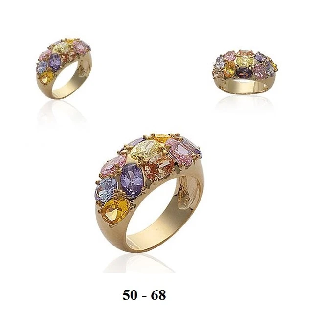 Bague Fantaisie Dolly-bijoux Sertie Pavé Diamant CZ - Tailles 56 à 62, Or 18 Carats, Sans Nickel