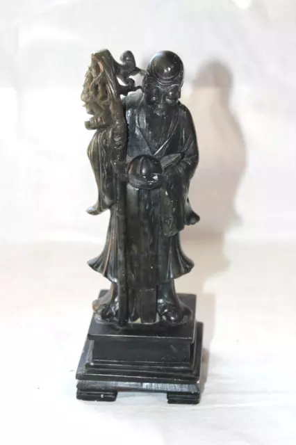 VINTAGE TAGGED CHINESE God Longevity Long-Life Hand Carved Soapstone