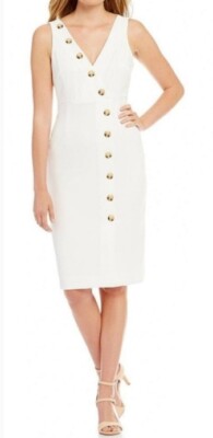 Antonio Melani Alexandra Dress Faux Button-Up Sheath Ivory Size 6