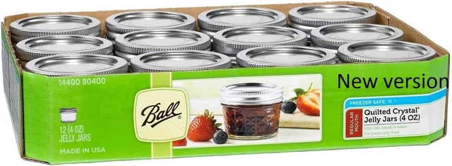 4-Ounce Quilted Crystal Jelly Regular Mouth Jars with Lids and Bands, Set of 12(