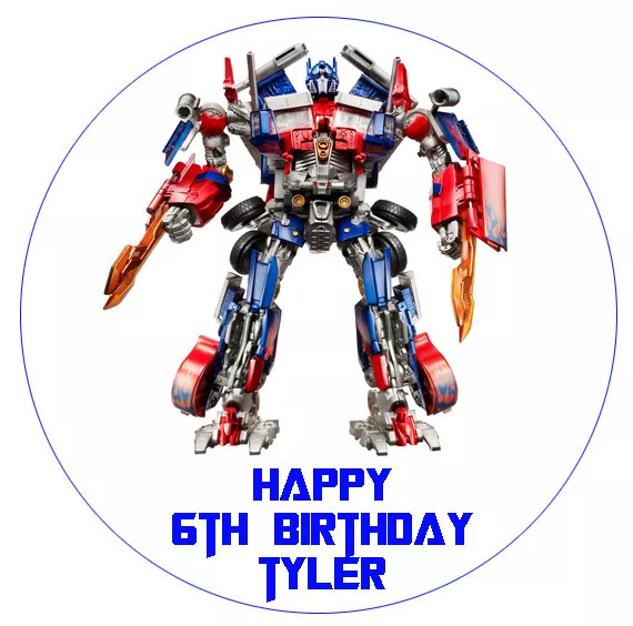 1 x Transformers Optimus Prime 19cm round personalised cake edible image topper