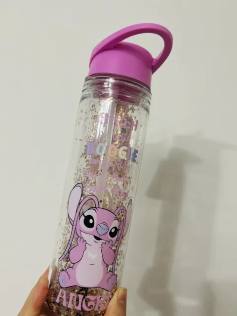 Nueva botella de agua de paja llena de brillo ángulo de puntada de Disney 550 ml botella para beber