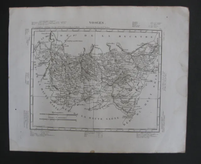1835 Carte Atlas Géographique France département des Vosges Lorraine 2