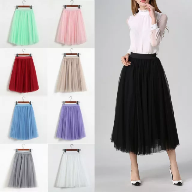 Sweet Style 3 Layers Tutu Skirt Princess Women Petticoat Ballet Tulle Long Dress 3