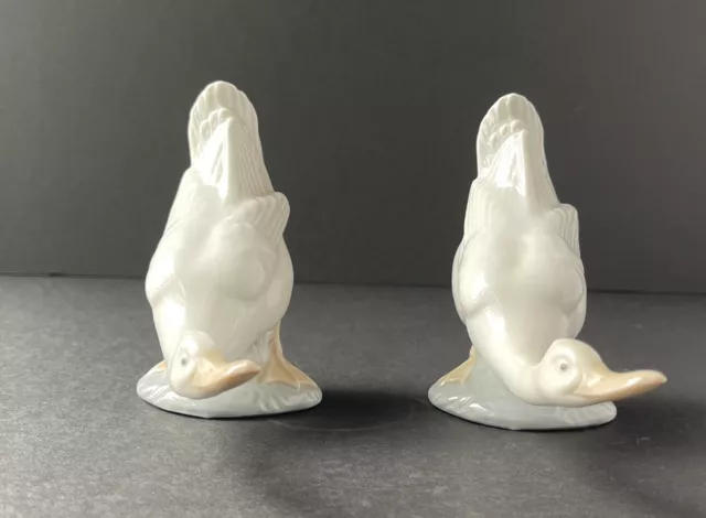 NAO by Lladro Little Duck Swan Goose Porcelain Figurine Vintage Daisa 1978 Pair