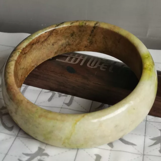 Chinese hand carved natural jade bracelet large inner diameter 85mm