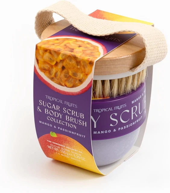 Tropical Fruits Sugar Scrub & Brush – Erdbeer-Papaya Peeling Für Zarte Haut (150 G)