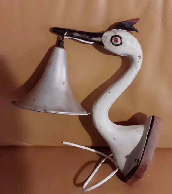 ANTICA SCULTURA AIRONE Lume Applique Ferro Old HERON iron LAMP SCULPTURE