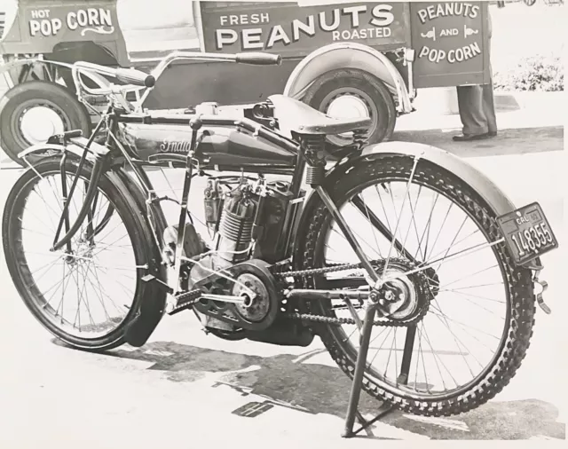 1960s Indian Motorcycle Bike Fresh Peanuts Truck Background Vintage Photo Unique