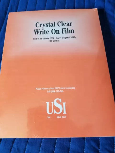 USI Write-on Transparency Film - Letter - 8.50" X 11"-100pcs 7.5 Mil