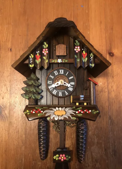 Colorful Black Forest Cuckoo Clock-Chalet Style. West German-Movement Rebuilt.