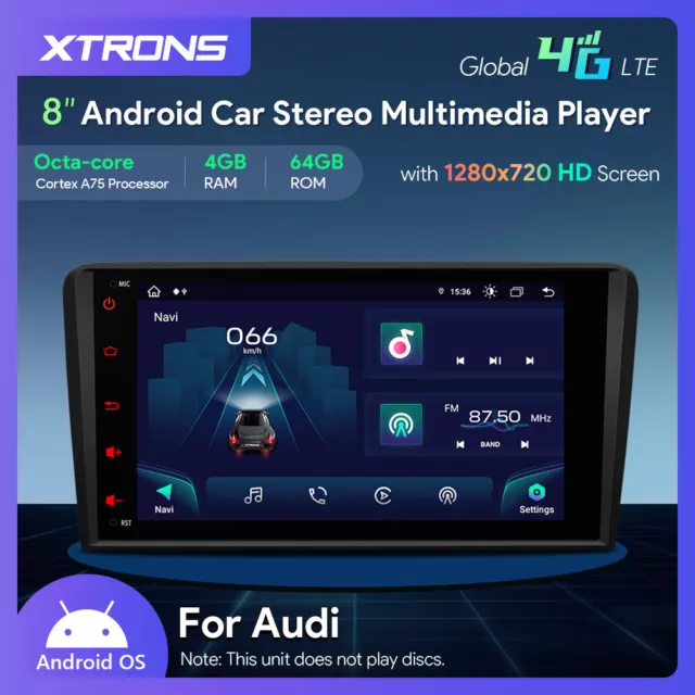 XTRONS 8Core 4GB 64GB Android 13.0 Autoradio GPS Navi WiFi Für Audi A3 8P S3 RS3