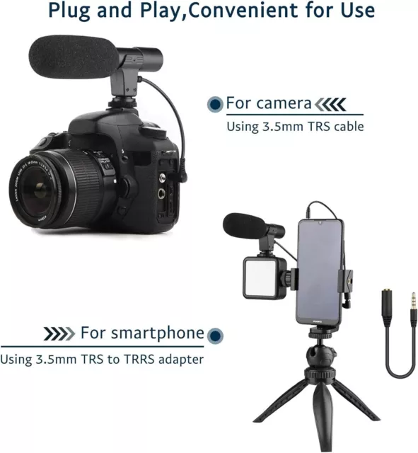 Smartphone Camera Video Kit, Video Microphone Vlogging kit, Video Rig with LED L 2