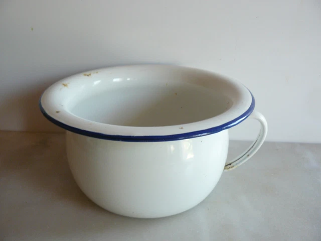 Pot En Tôle émaillé Blanc Vintage - Porte-ustensiles Rétro Hauteur 25.5 Cm - Fabriqué En France