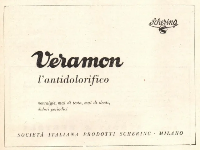 Z5552 Antidolorifico VERAMON, Pubblicità epoca 1950, Vintage Advertising