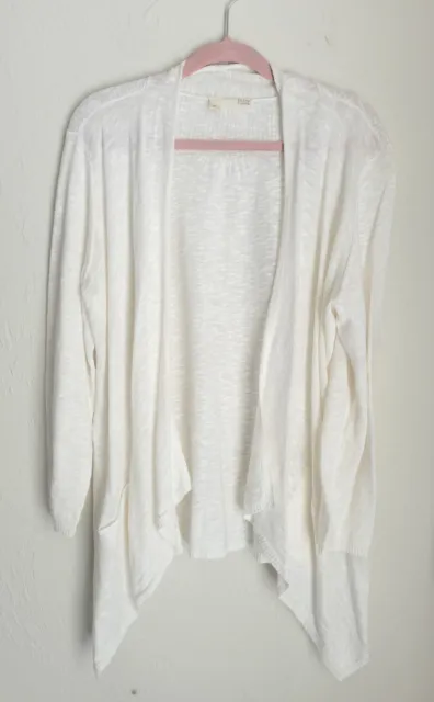 Eileen Fisher Linen/Cotton Blend Open Front/Knit Cardigan Women’s Size XL White