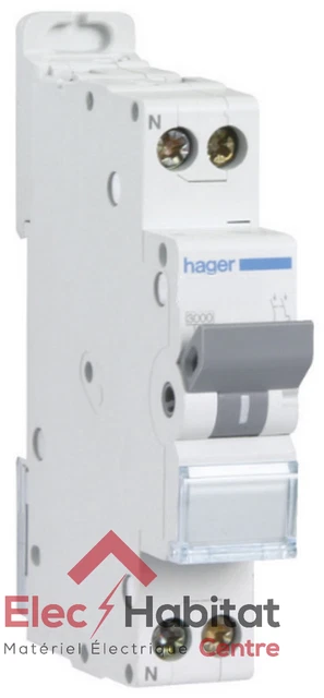 Disjoncteur Hager MFS716 - 16A Courbe C Phase+Neutre - 3kA - Bornes Sans Vis - Norme NF EN60898-1