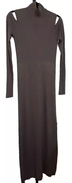 Tommy Bahama Hobart brown heather Cold Shoulder Maxi dress, sz XS Tall wool blnd