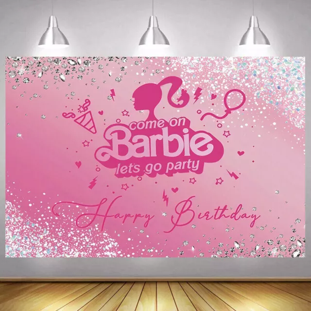 Barbie Backdrop Girls Happy Birthday Party Photo Background Banner Decoration