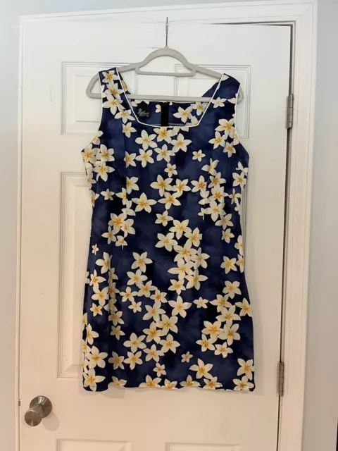 Royal Creations Shift Dress Size Xl In Blue With Floral Print - Made In Hawaii