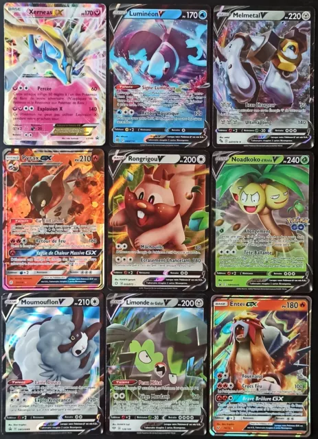 Lot 9 Cartes Pokémon EX GX Ultra Rares V Promo - FR