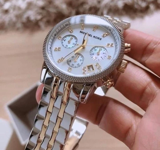 NEW MICHAEL KORS Mk5057 Ladies Two Tone Mother Of Pearl Watch 2
