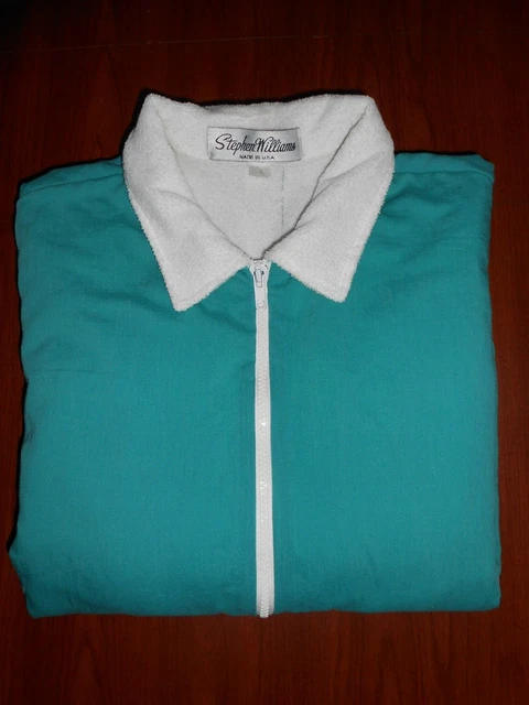 Vintage Men's Stephen Williams 1970's Cabana Set Jacket Green White TerryCloth L