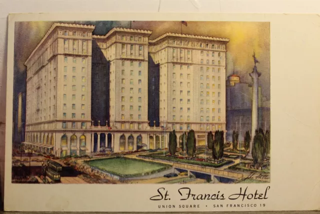 California CA San Francisco Union Square St Francis Hotel Postcard Old Vintage