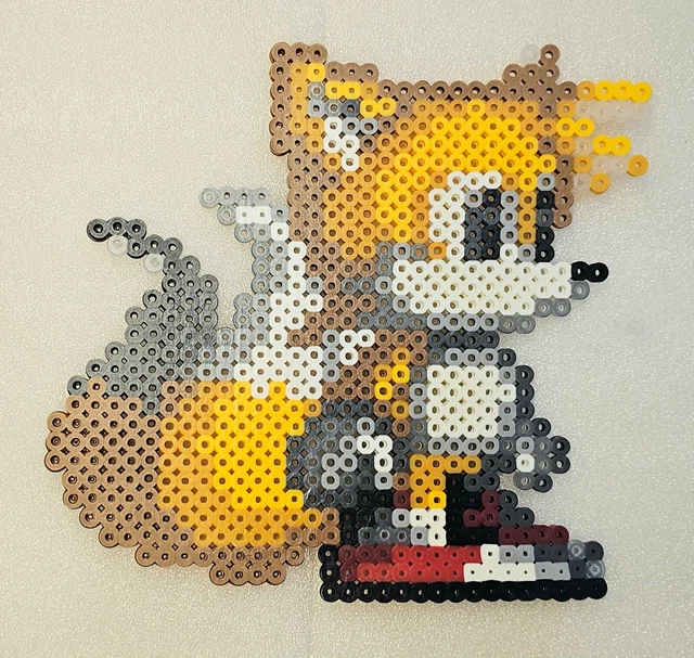 TAILS SONIC THE Hedgehog Pixel Art Perler Bead Art EUR 24,80 - PicClick IT
