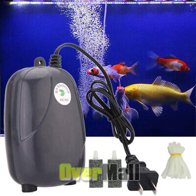 400 Gallon Adjustable Silent Air Pump Large Aquarium Fish Tank 2 outlet