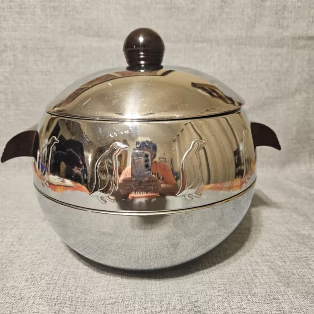 Vintage West Bend Penguin Hot And Cold Server Ice Bucket Mid-Century Chrome