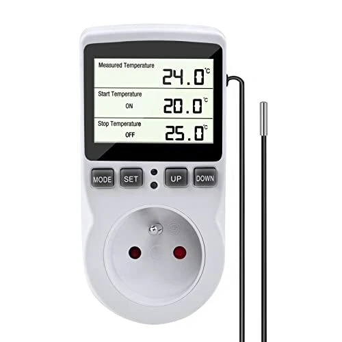 Prise Thermostat Regulateur Température Numérique Programmable Digitale Sonde