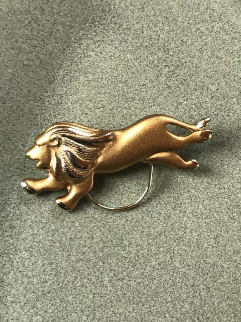Vintage Brushed Goldtone Running Lion w Wire Loop for Hanging Charms or Eyeglass
